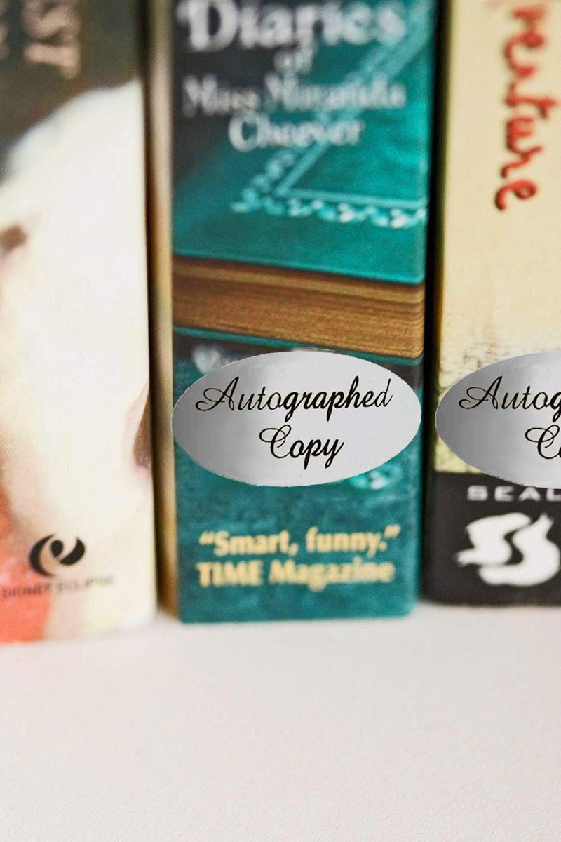 Remarkable 'Autographed Copy' Stickers - 1 x 2 Inch Silver Foil Autographed Label Stickers-1008 Labels/Pack - Image 2